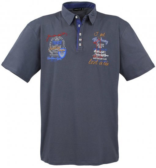 Lavecchia 3101 Printed Jersey Poloshirt Charcoal - Πόλο μπλουζάκια - Aνδρικά μπλουζακια πολο μεγάλα μεγέθη
