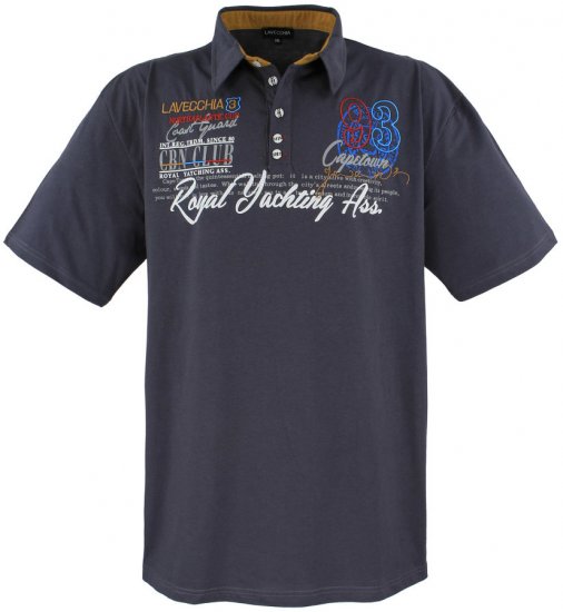 Lavecchia 4688 Printed Jersey Poloshirt Charcoal - Πόλο μπλουζάκια - Aνδρικά μπλουζακια πολο μεγάλα μεγέθη