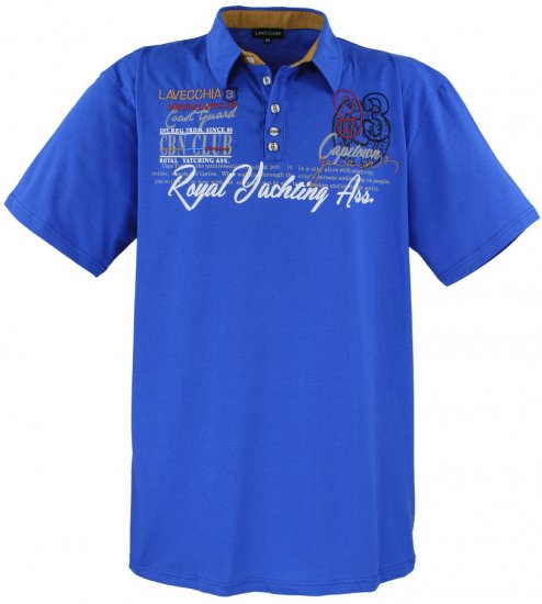 Lavecchia 4688 Printed Jersey Poloshirt Royal Blue - Πόλο μπλουζάκια - Aνδρικά μπλουζακια πολο μεγάλα μεγέθη