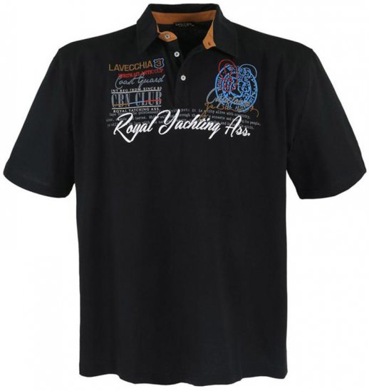 Lavecchia 4688 Printed Jersey Poloshirt Black - Πόλο μπλουζάκια - Aνδρικά μπλουζακια πολο μεγάλα μεγέθη