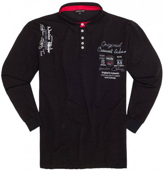 Lavecchia 2025 Printed Sweatshirt with collar Black - φούτερ/Φούτερ με κουκούλα - φούτερ/Φούτερ με κουκούλα ανδρικά μεγάλα μεγέθη 