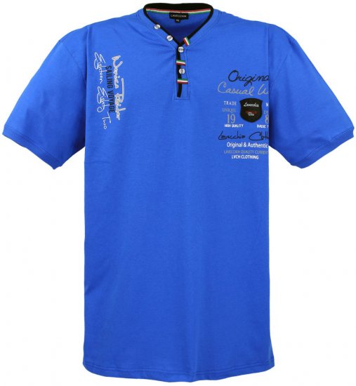 Lavecchia 2042 Printed T-shirt Royal Blue - Μακό μπλουζάκια - Aνδρικά μπλουζεσ μεγάλα μεγέθη