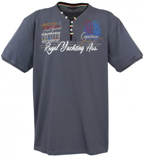 Lavecchia 608 Printed T-shirt Charcoal - Μακό μπλουζάκια - Aνδρικά μπλουζεσ μεγάλα μεγέθη