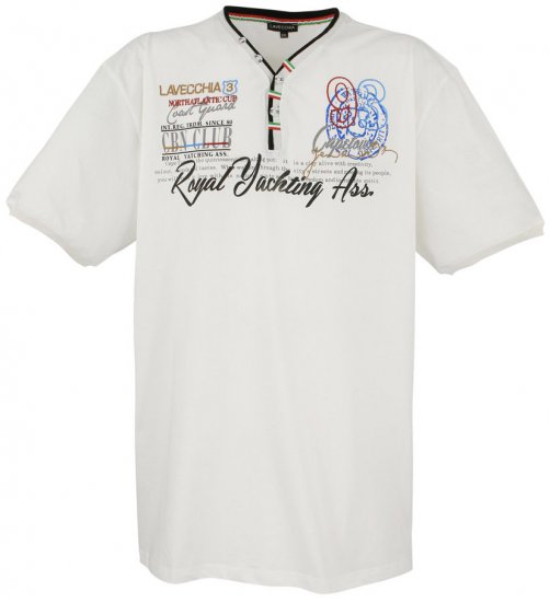 Lavecchia 608 Printed T-shirt Cream White - Μακό μπλουζάκια - Aνδρικά μπλουζεσ μεγάλα μεγέθη