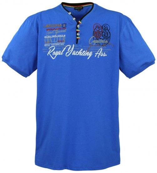 Lavecchia 608 Printed T-shirt Royal Blue - Μακό μπλουζάκια - Aνδρικά μπλουζεσ μεγάλα μεγέθη