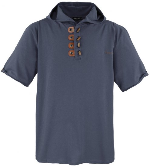 Lavecchia 609 T-shirt with Hoodie Dark Grey - Μακό μπλουζάκια - Aνδρικά μπλουζεσ μεγάλα μεγέθη