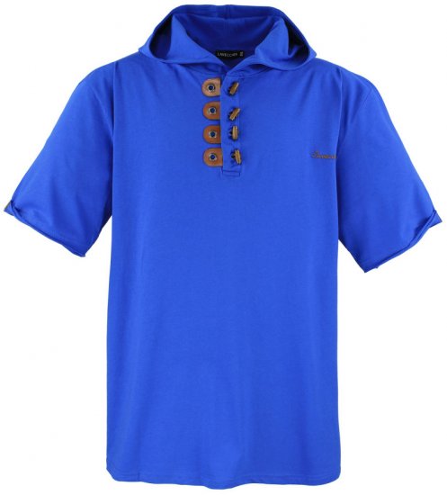 Lavecchia 609 T-shirt with Hoodie Royal Blue - Μακό μπλουζάκια - Aνδρικά μπλουζεσ μεγάλα μεγέθη