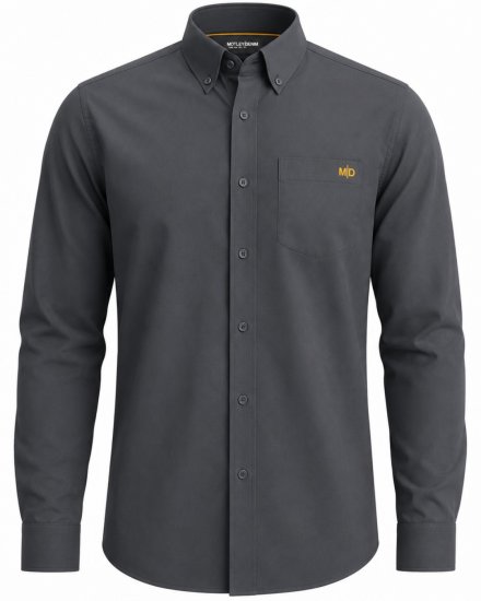 Motley Denim Lisbon Long Sleeve Shirt Charcoal - Πουκάμισα - Aνδρικά πουκαμισα μεγαλα μεγάλα μεγέθη