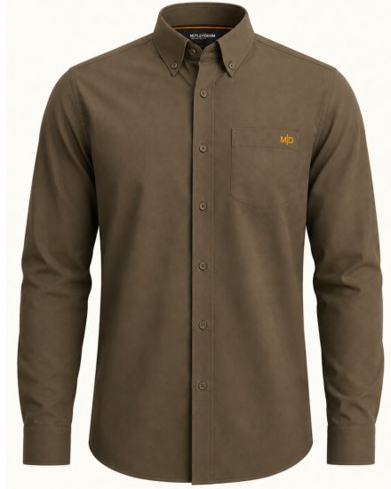 Motley Denim Lisbon Long Sleeve Shirt Dark Khaki - Πουκάμισα - Aνδρικά πουκαμισα μεγαλα μεγάλα μεγέθη