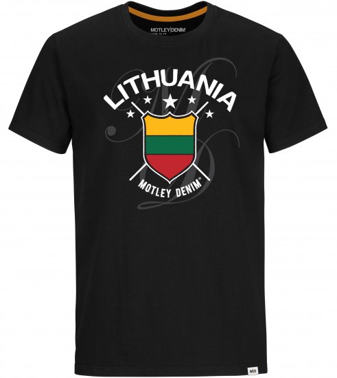 Motley Denim Lithuania T-shirt Black - Μακό μπλουζάκια - Aνδρικά μπλουζεσ μεγάλα μεγέθη