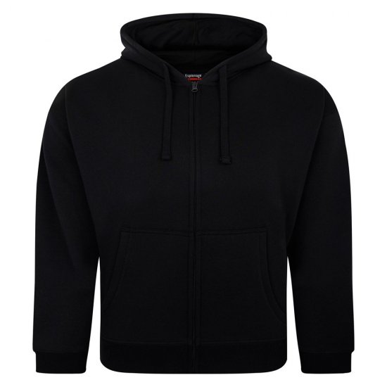 Espionage LW162 Hooded Zip Through Sweat Shirt Μαύρο - φούτερ/Φούτερ με κουκούλα - φούτερ/Φούτερ με κουκούλα ανδρικά μεγάλα μεγέθη 