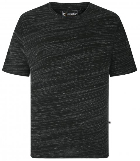 Kam Jeans 5738 Injected Marl Crew Neck T-Shirt Black - Μακό μπλουζάκια - Aνδρικά μπλουζεσ μεγάλα μεγέθη