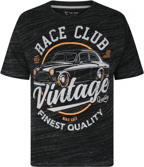 Kam Jeans 5740 Race Club Injected Marl Tee Black - Μακό μπλουζάκια - Aνδρικά μπλουζεσ μεγάλα μεγέθη