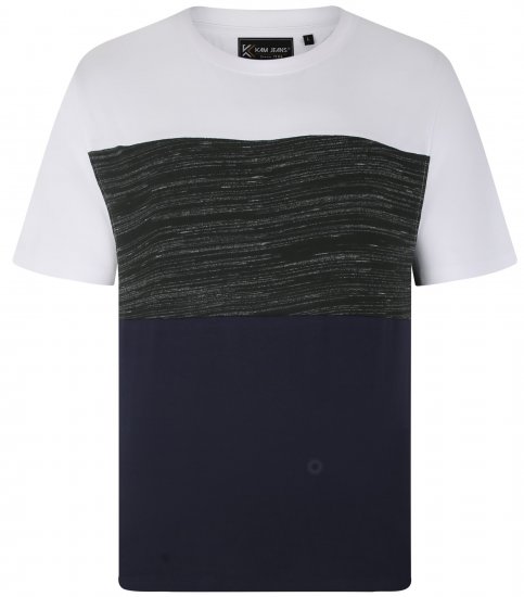 Kam Jeans 5739 Contrast Panel Cut & Saw T-Shirt Charcoal - Μακό μπλουζάκια - Aνδρικά μπλουζεσ μεγάλα μεγέθη