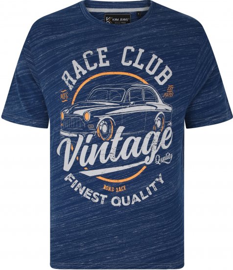 Kam Jeans 5740 Race Club Injected Marl Tee Indigo - Μακό μπλουζάκια - Aνδρικά μπλουζεσ μεγάλα μεγέθη
