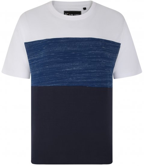 Kam Jeans 5739 Contrast Panel Cut & Saw T-Shirt Navy - Μακό μπλουζάκια - Aνδρικά μπλουζεσ μεγάλα μεγέθη