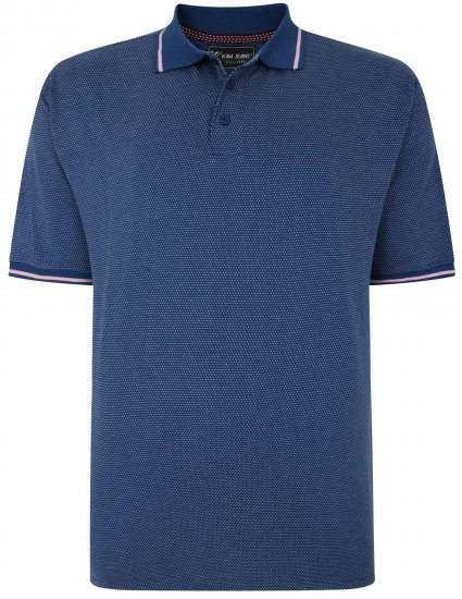 Kam Jeans 5486 Dobby Print Jersey Polo Moonlight - Πόλο μπλουζάκια - Aνδρικά μπλουζακια πολο μεγάλα μεγέθη