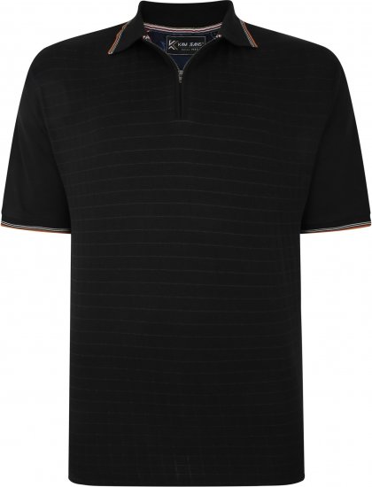 Kam Jeans 5491 Jersey Weave 1/4 Zip Polo Black - Πόλο μπλουζάκια - Aνδρικά μπλουζακια πολο μεγάλα μεγέθη