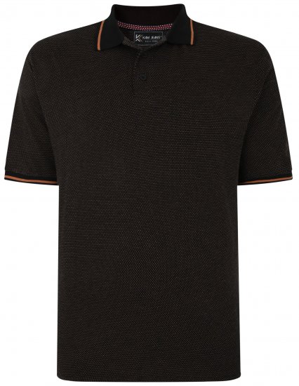 Kam Jeans 5486 Dobby Print Jersey Polo Black - Πόλο μπλουζάκια - Aνδρικά μπλουζακια πολο μεγάλα μεγέθη