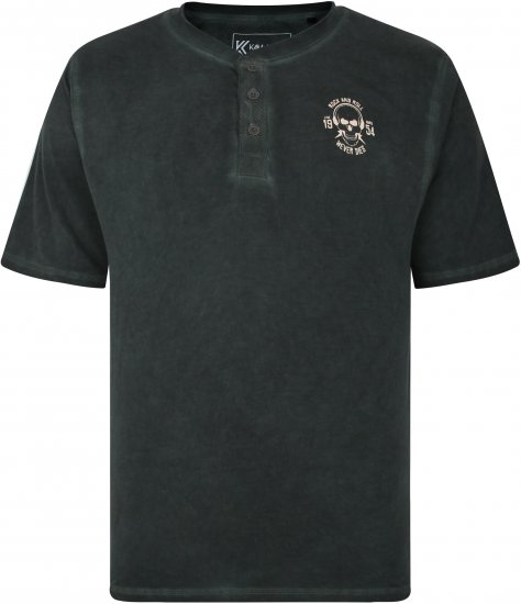Kam Jeans 5741 Acid Wash Skull Print Tee Charcoal - Μακό μπλουζάκια - Aνδρικά μπλουζεσ μεγάλα μεγέθη