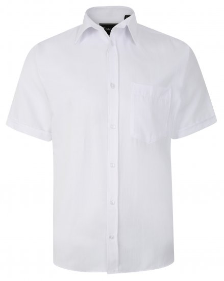 Kam Jeans 6283 Casual SS Herringbone Shirt White - Πουκάμισα - Aνδρικά πουκαμισα μεγαλα μεγάλα μεγέθη