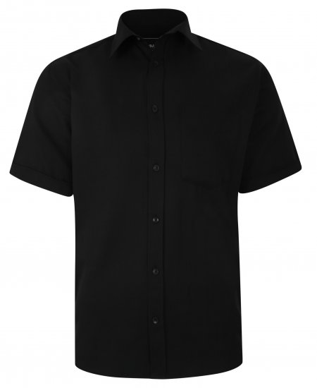 Kam Jeans 6283 Casual SS Herringbone Shirt Black - Πουκάμισα - Aνδρικά πουκαμισα μεγαλα μεγάλα μεγέθη