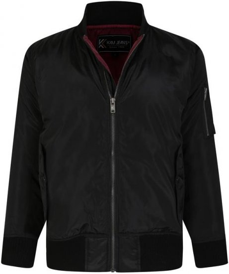 Kam Jeans KV126 Traditional Style Bomber Jacket Black - Μπουφάν - Aνδρικά μπουφαν μεγάλα μεγέθη