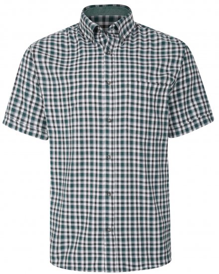Kam Jeans 6285 Casual SS Check Shirt Evergreen - Πουκάμισα - Aνδρικά πουκαμισα μεγαλα μεγάλα μεγέθη