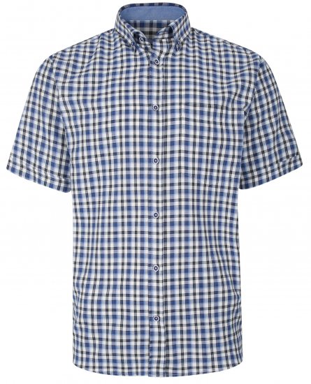 Kam Jeans 6285 Casual SS Check Shirt Blue - Πουκάμισα - Aνδρικά πουκαμισα μεγαλα μεγάλα μεγέθη
