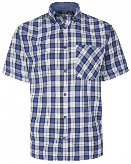 Kam Jeans 6286 Casual SS Check Shirt Blue - Πουκάμισα - Aνδρικά πουκαμισα μεγαλα μεγάλα μεγέθη