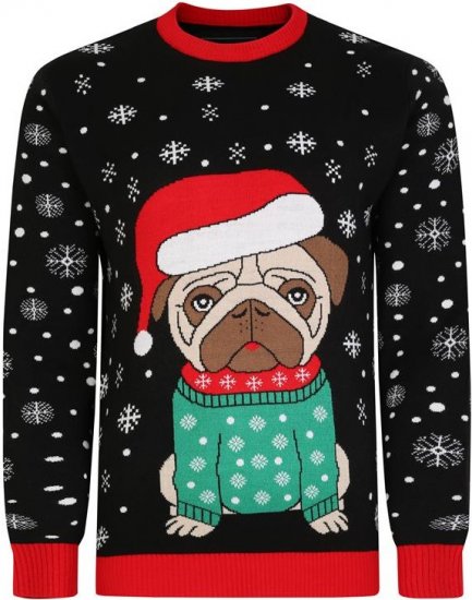 Kam Jeans X024 Bulldog Santa Xmas Sweatshirt Black - φούτερ/Φούτερ με κουκούλα - φούτερ/Φούτερ με κουκούλα ανδρικά μεγάλα μεγέθη 