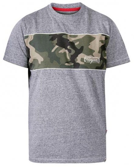 D555 Major Camo Print Crew Neck T-Shirt Grey - Μακό μπλουζάκια - Aνδρικά μπλουζεσ μεγάλα μεγέθη