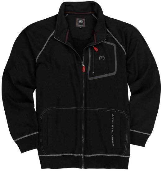 Adamo Manuel Sweatshirt with Zipper Black - φούτερ/Φούτερ με κουκούλα - φούτερ/Φούτερ με κουκούλα ανδρικά μεγάλα μεγέθη 