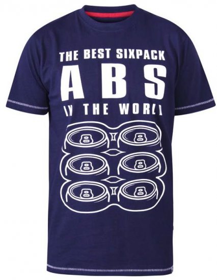 D555 Marco Best Sixpack Abs Crew Neck Printed T-Shirt Navy - Μακό μπλουζάκια - Aνδρικά μπλουζεσ μεγάλα μεγέθη