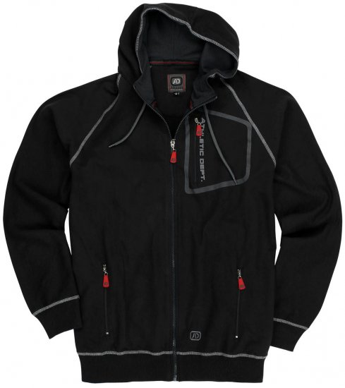 Adamo Michael Hoodie with Zipper Black - φούτερ/Φούτερ με κουκούλα - φούτερ/Φούτερ με κουκούλα ανδρικά μεγάλα μεγέθη 