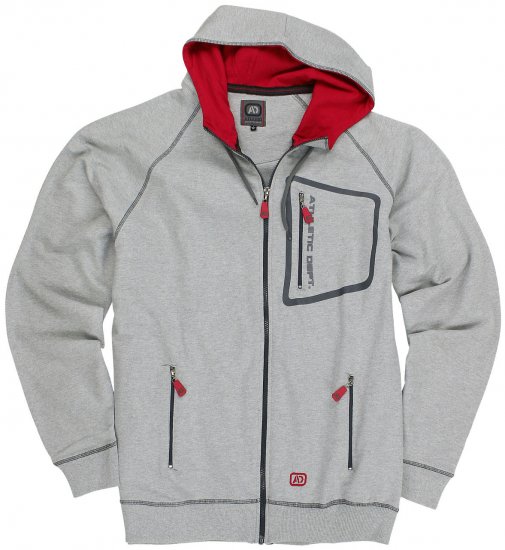 Adamo Michael Hoodie with Zipper Grey - φούτερ/Φούτερ με κουκούλα - φούτερ/Φούτερ με κουκούλα ανδρικά μεγάλα μεγέθη 