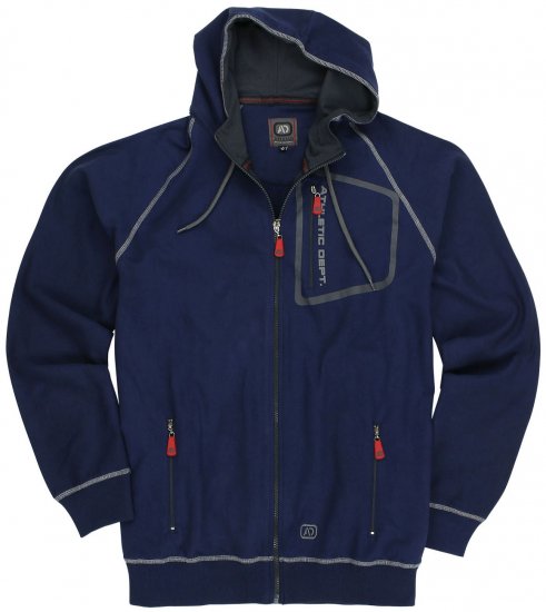 Adamo Michael Hoodie with Zipper Navy - φούτερ/Φούτερ με κουκούλα - φούτερ/Φούτερ με κουκούλα ανδρικά μεγάλα μεγέθη 