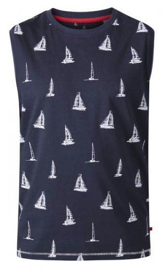 D555 Morton Yacht Print Sleeveless T-Shirt Navy - Μακό μπλουζάκια - Aνδρικά μπλουζεσ μεγάλα μεγέθη