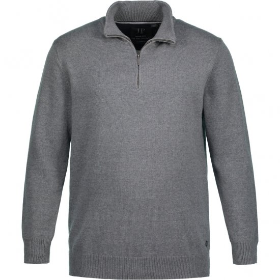 JP1880 Sweater Quarter Zipper Grey - φούτερ/Φούτερ με κουκούλα - φούτερ/Φούτερ με κουκούλα ανδρικά μεγάλα μεγέθη 