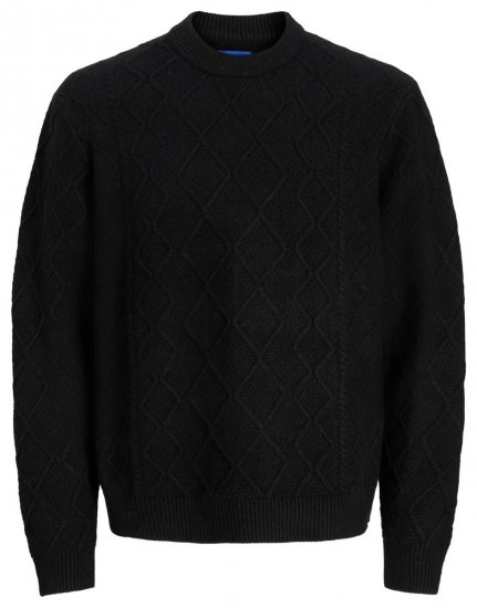 Jack & Jones Cambridge Cable Knit Sweater Black - φούτερ/Φούτερ με κουκούλα - φούτερ/Φούτερ με κουκούλα ανδρικά μεγάλα μεγέθη 