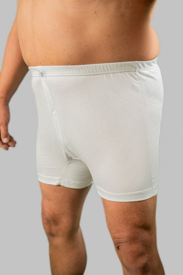 20 Nodi Combed Cotton Jersey Boxer with Front Button Fly White - Εσώρουχα/Μαγιό - Aνδρικά Εσώρουχα μεγάλα μεγέθη