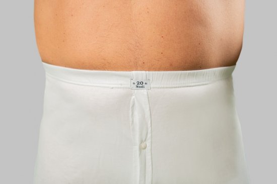 20 Nodi Combed Cotton Jersey Boxer with Front Button Fly White - Εσώρουχα/Μαγιό - Aνδρικά Εσώρουχα μεγάλα μεγέθη