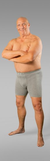 20 Nodi Stretch Cotton Boxer with Embroidered Long Leg Grey - Εσώρουχα/Μαγιό - Aνδρικά Εσώρουχα μεγάλα μεγέθη