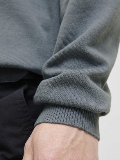 Jack & Jones BASIC Knitted Sweater Grey - φούτερ/Φούτερ με κουκούλα - φούτερ/Φούτερ με κουκούλα ανδρικά μεγάλα μεγέθη 
