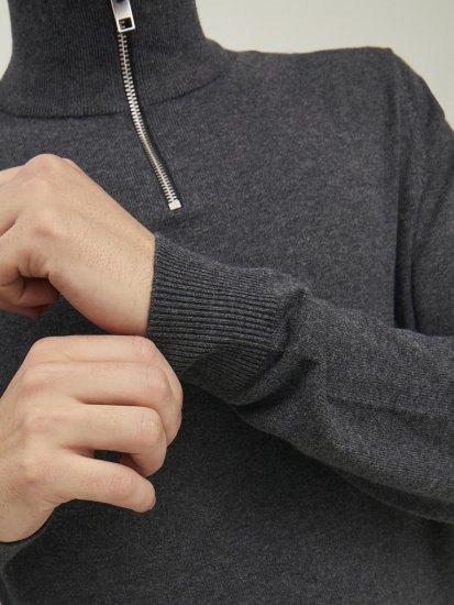 Jack & Jones Emil Knitted Pullover Grey - φούτερ/Φούτερ με κουκούλα - φούτερ/Φούτερ με κουκούλα ανδρικά μεγάλα μεγέθη 