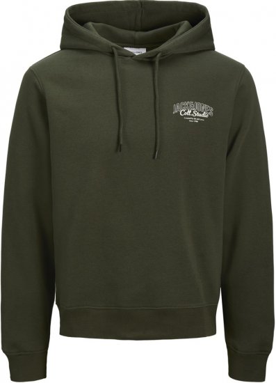 Jack & Jones Makoto Hoodie Small Print Green - φούτερ/Φούτερ με κουκούλα - φούτερ/Φούτερ με κουκούλα ανδρικά μεγάλα μεγέθη 