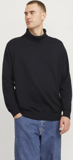 Jack & Jones Basic Knitted Sweater with Rolled Neck Black - φούτερ/Φούτερ με κουκούλα - φούτερ/Φούτερ με κουκούλα ανδρικά μεγάλα μεγέθη 