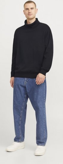 Jack & Jones Basic Knitted Sweater with Rolled Neck Black - φούτερ/Φούτερ με κουκούλα - φούτερ/Φούτερ με κουκούλα ανδρικά μεγάλα μεγέθη 