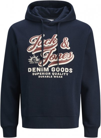 Jack & Jones 2 COL LOGO Hoodie Blue - φούτερ/Φούτερ με κουκούλα - φούτερ/Φούτερ με κουκούλα ανδρικά μεγάλα μεγέθη 