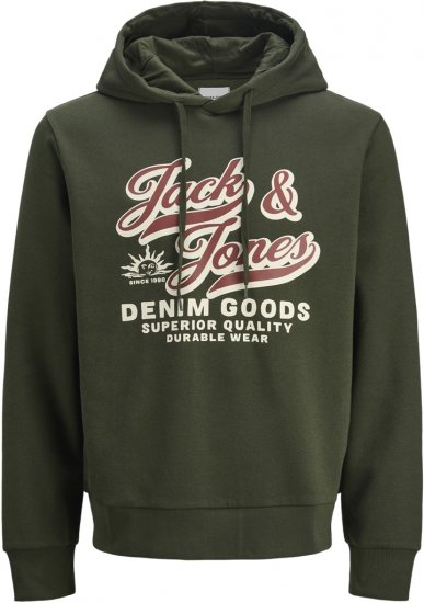 Jack & Jones 2 COL LOGO Hoodie Green - φούτερ/Φούτερ με κουκούλα - φούτερ/Φούτερ με κουκούλα ανδρικά μεγάλα μεγέθη 